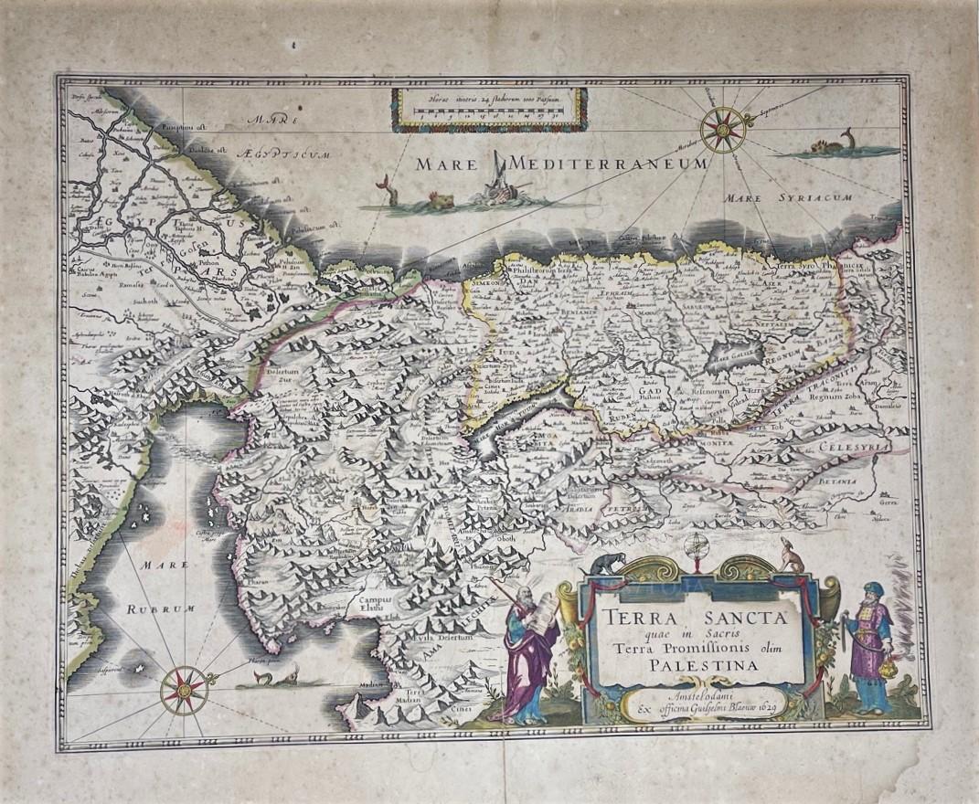 Карта антикварная старинная гравюра Святой Земли Палестины Израиля